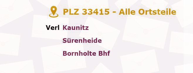 Postleitzahl 33415 Verl, Nordrhein-Westfalen - Alle Orte und Ortsteile