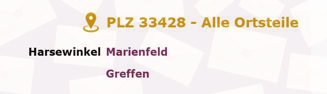 Postleitzahl 33428 Harsewinkel, Nordrhein-Westfalen - Alle Orte und Ortsteile