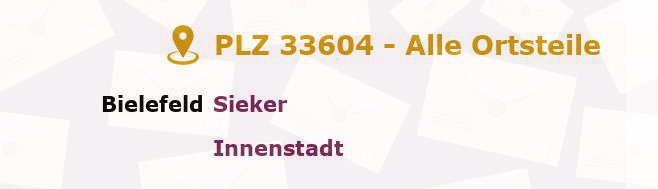 Postleitzahl 33604 Bielefeld, Nordrhein-Westfalen - Alle Orte und Ortsteile
