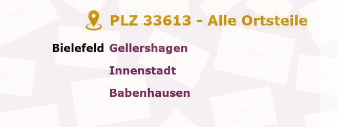 Postleitzahl 33613 Bielefeld, Nordrhein-Westfalen - Alle Orte und Ortsteile
