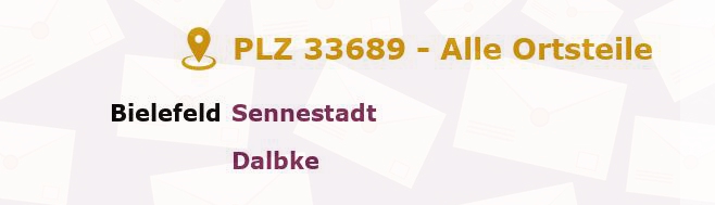 Postleitzahl 33689 Bielefeld, Nordrhein-Westfalen - Alle Orte und Ortsteile