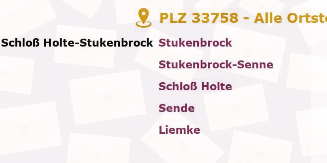 Postleitzahl 33758 Schloß Holte-Stukenbrock, Nordrhein-Westfalen - Alle Orte und Ortsteile