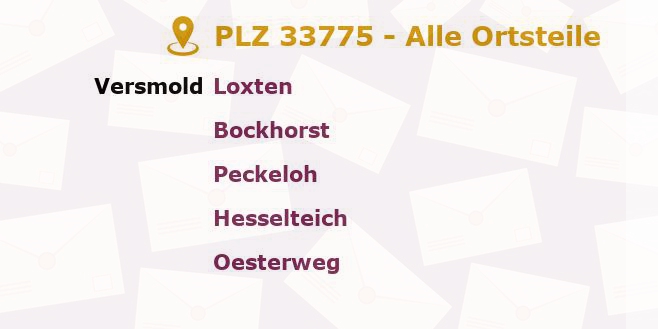 Postleitzahl 33775 Versmold, Nordrhein-Westfalen - Alle Orte und Ortsteile