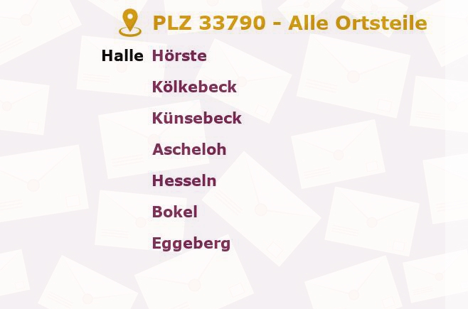 Postleitzahl 33790 Halle, Nordrhein-Westfalen - Alle Orte und Ortsteile