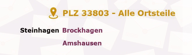 Postleitzahl 33803 Steinhagen, Nordrhein-Westfalen - Alle Orte und Ortsteile