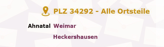 Postleitzahl 34292 Hessen - Alle Orte und Ortsteile