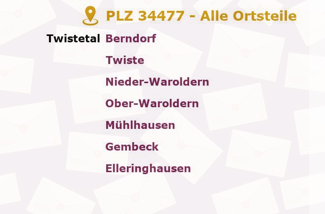 Postleitzahl 34477 Hessen - Alle Orte und Ortsteile