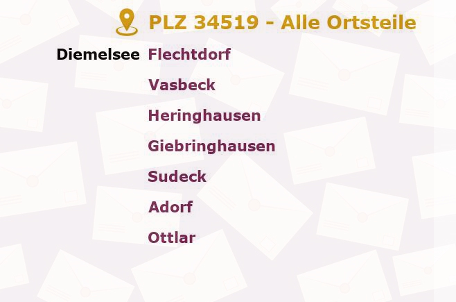 Postleitzahl 34519 Hessen - Alle Orte und Ortsteile