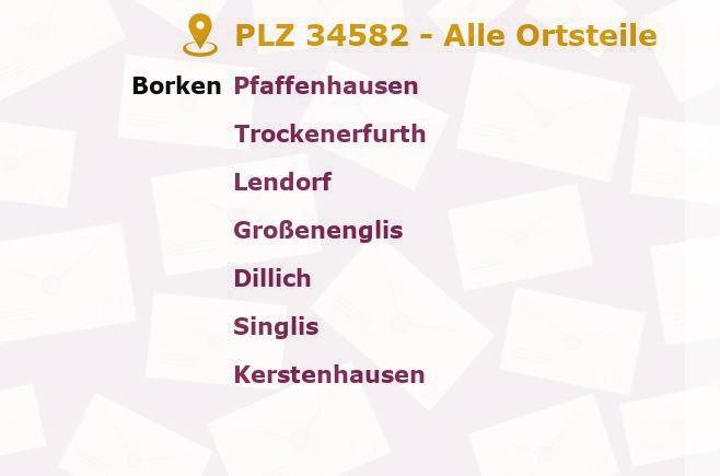 Postleitzahl 34582 Borken, Hessen - Alle Orte und Ortsteile