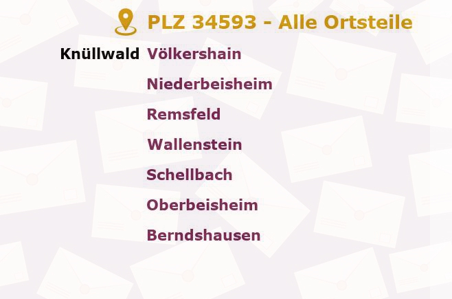 Postleitzahl 34593 Hessen - Alle Orte und Ortsteile