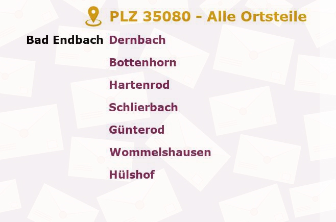 Postleitzahl 35080 Bad Endbach, Hessen - Alle Orte und Ortsteile