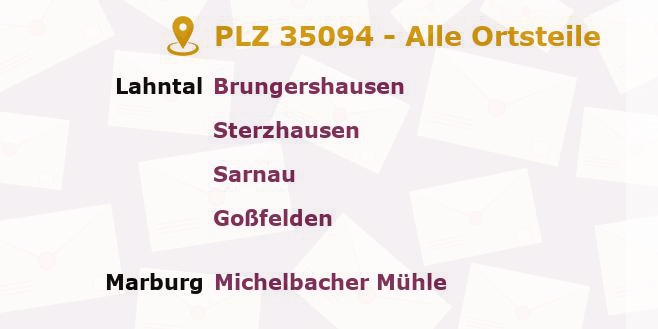 Postleitzahl 35094 Hessen - Alle Orte und Ortsteile
