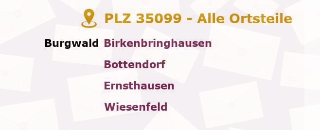 Postleitzahl 35099 Hessen - Alle Orte und Ortsteile