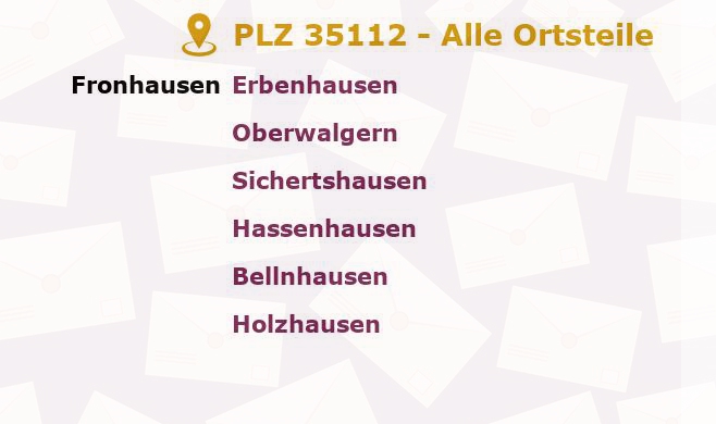 Postleitzahl 35112 Fronhausen, Hessen - Alle Orte und Ortsteile