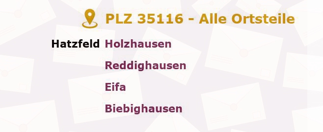 Postleitzahl 35116 Hatzfeld, Hessen - Alle Orte und Ortsteile