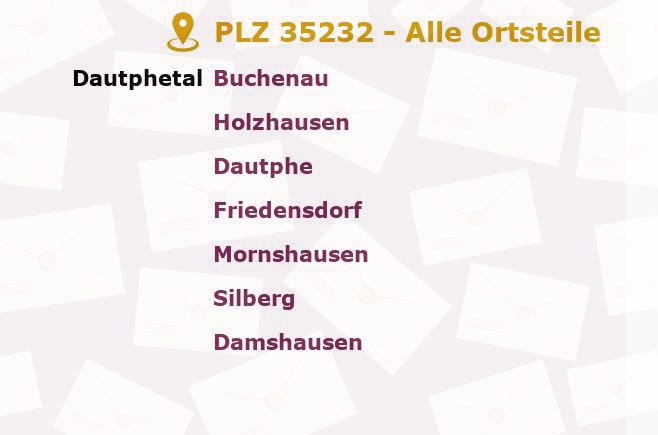 Postleitzahl 35232 Eckelshausen, Hessen - Alle Orte und Ortsteile