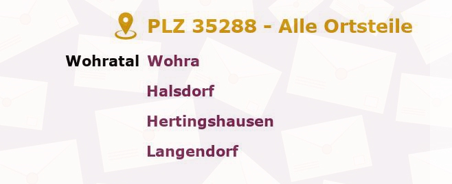 Postleitzahl 35288 Hessen - Alle Orte und Ortsteile