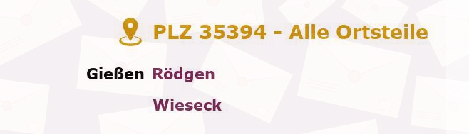 Postleitzahl 35394 Giessen, Hessen - Alle Orte und Ortsteile
