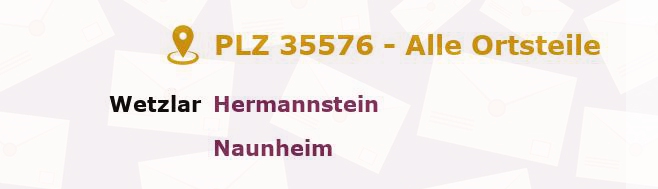 Postleitzahl 35576 Wetzlar, Hessen - Alle Orte und Ortsteile