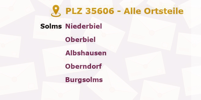 Postleitzahl 35606 Hessen - Alle Orte und Ortsteile
