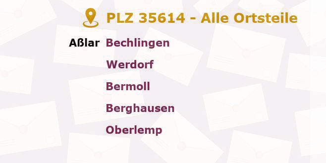 Postleitzahl 35614 Aßlar, Hessen - Alle Orte und Ortsteile