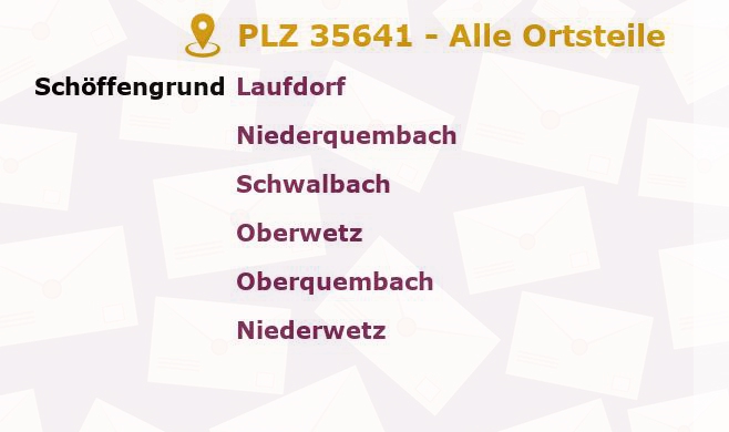 Postleitzahl 35641 Schöffengrund, Hessen - Alle Orte und Ortsteile