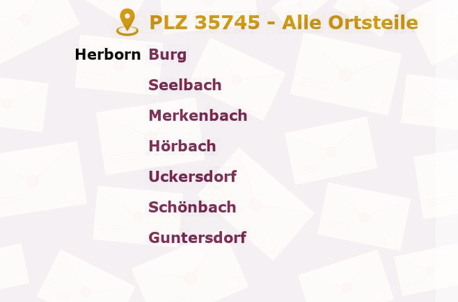 Postleitzahl 35745 Herborn, Hessen - Alle Orte und Ortsteile