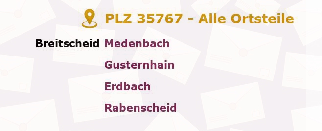 Postleitzahl 35767 Breitscheid, Hessen - Alle Orte und Ortsteile