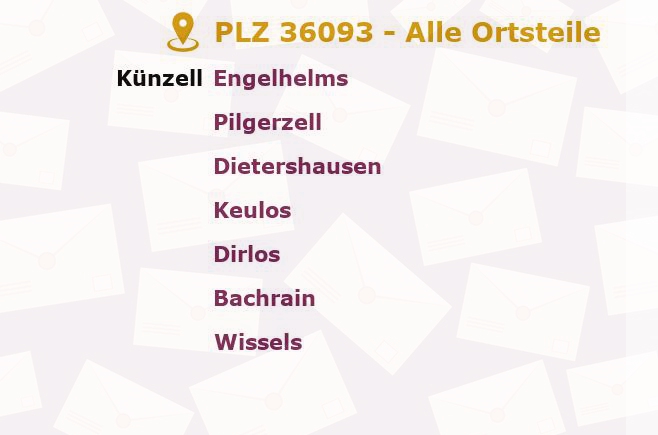 Postleitzahl 36093 Künzell, Hessen - Alle Orte und Ortsteile