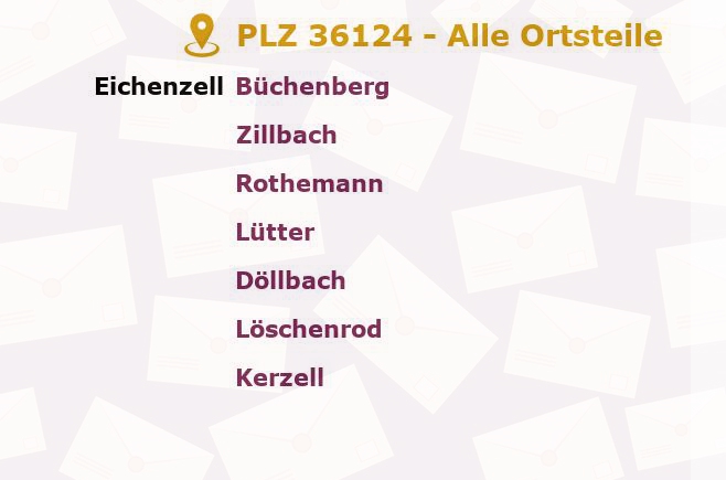 Postleitzahl 36124 Eichenzell, Hessen - Alle Orte und Ortsteile