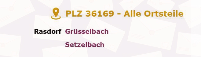 Postleitzahl 36169 Rasdorf, Hessen - Alle Orte und Ortsteile