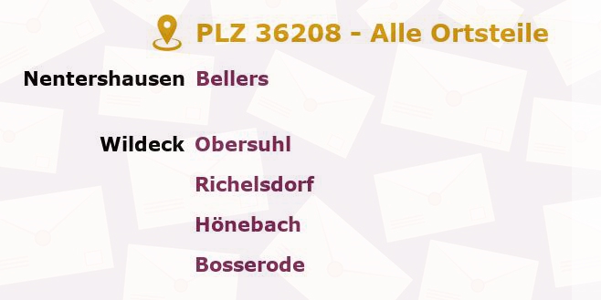 Postleitzahl 36208 Hessen - Alle Orte und Ortsteile