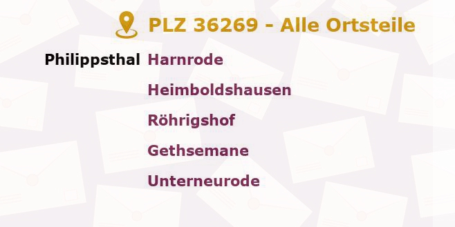 Postleitzahl 36269 Philippsthal, Hessen - Alle Orte und Ortsteile