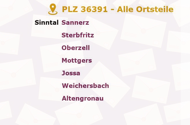 Postleitzahl 36391 Hessen - Alle Orte und Ortsteile