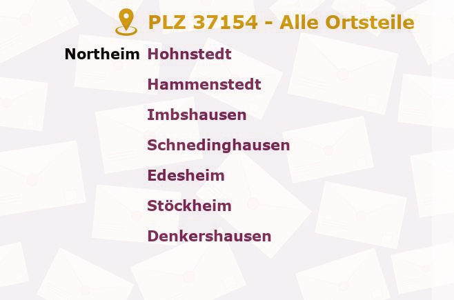 Postleitzahl 37154 Northeim, Niedersachsen - Alle Orte und Ortsteile