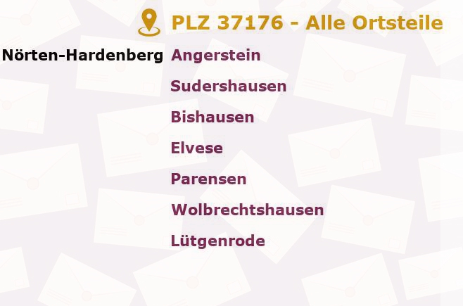 Postleitzahl 37176 Nörten-Hardenberg, Niedersachsen - Alle Orte und Ortsteile