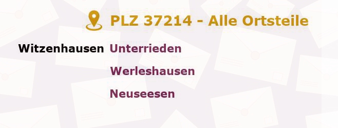 Postleitzahl 37214 Witzenhausen, Hessen - Alle Orte und Ortsteile