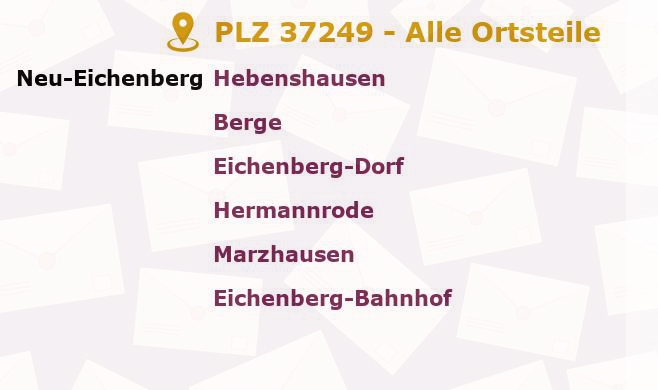 Postleitzahl 37249 Hessen - Alle Orte und Ortsteile
