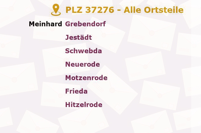 Postleitzahl 37276 Hessen - Alle Orte und Ortsteile