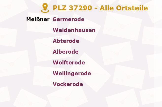 Postleitzahl 37290 Hessen - Alle Orte und Ortsteile
