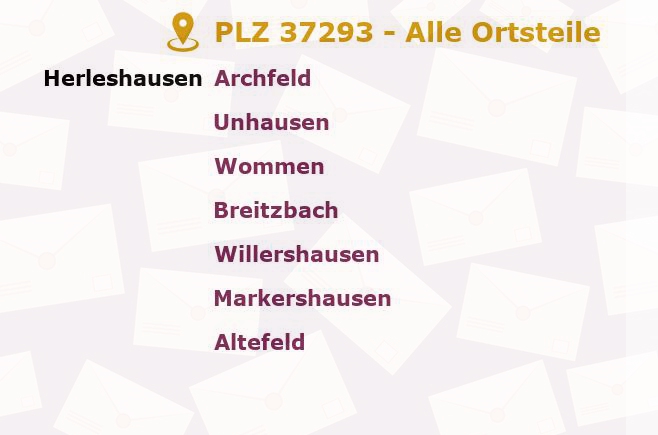 Postleitzahl 37293 Herleshausen, Hessen - Alle Orte und Ortsteile