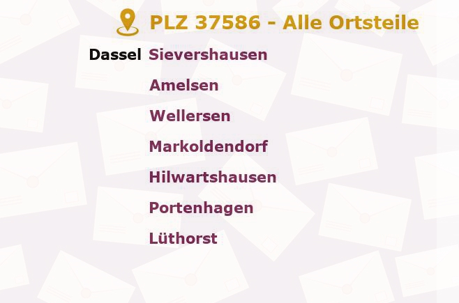 Postleitzahl 37586 Niedersachsen - Alle Orte und Ortsteile