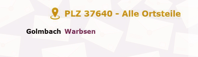 Postleitzahl 37640 Golmbach, Niedersachsen - Alle Orte und Ortsteile