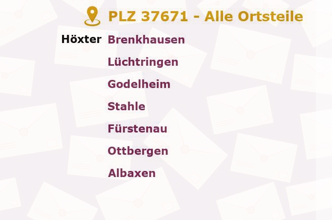 Postleitzahl 37671 Höxter, Nordrhein-Westfalen - Alle Orte und Ortsteile