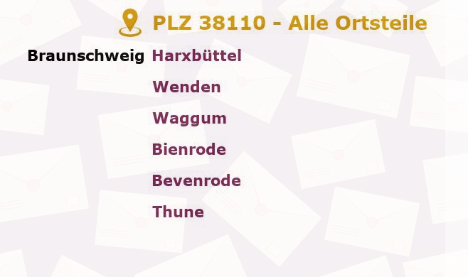 Postleitzahl 38110 Braunschweig, Niedersachsen - Alle Orte und Ortsteile