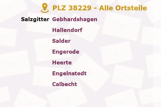 Postleitzahl 38229 Salzgitter, Niedersachsen - Alle Orte und Ortsteile