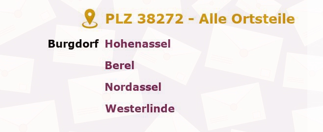 Postleitzahl 38272 Burgdorf, Niedersachsen - Alle Orte und Ortsteile