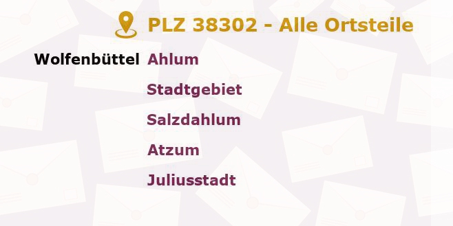 Postleitzahl 38302 Wolfenbüttel, Niedersachsen - Alle Orte und Ortsteile