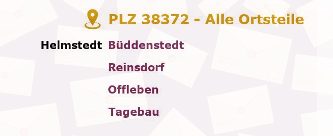 Postleitzahl 38372 Büddenstedt, Niedersachsen - Alle Orte und Ortsteile