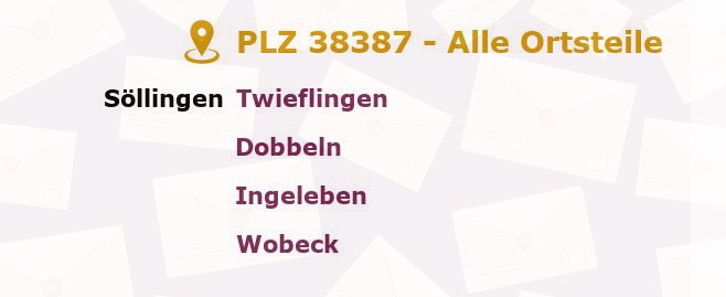 Postleitzahl 38387 Söllingen, Niedersachsen - Alle Orte und Ortsteile